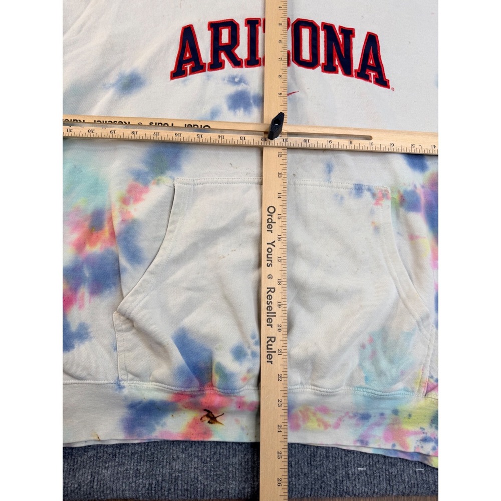 Nike Arizona Wildcats Hoodie XL White Tie Dye Spellout Center Swoosh Distressed - Picture 4 of 9